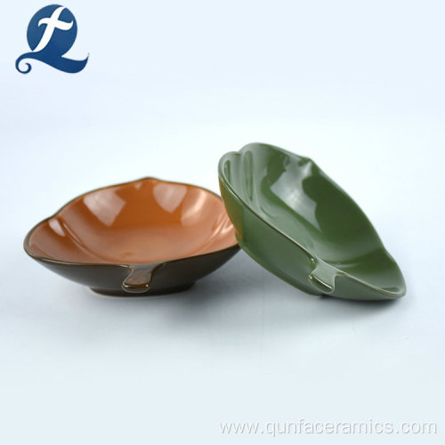 Wholesale Custom Leaf Shape Ceramic Plates Dishes